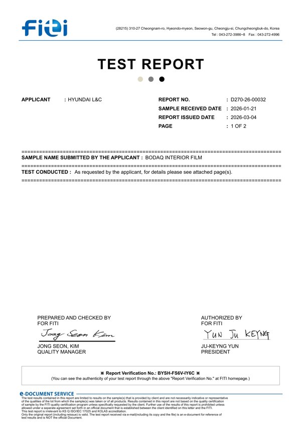 FITI Surface & stain resistance report D270-26-00032 first-page preview